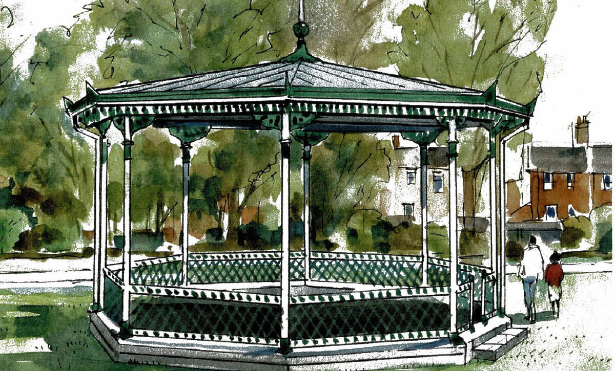 Dorking Community Bandstand - artists impression. Milestone Big Band music in Meadowbank event picture.