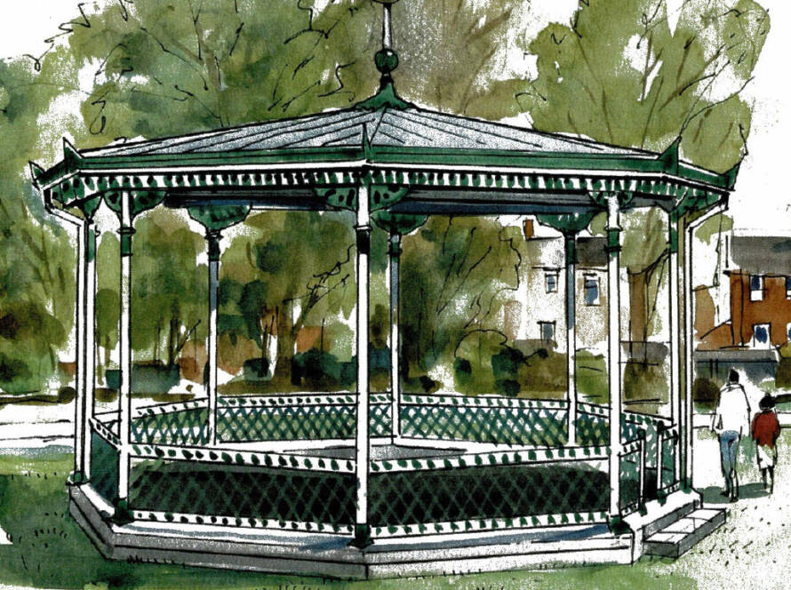 Dorking Community Bandstand - artists impression. Milestone Big Band music in Meadowbank event picture.