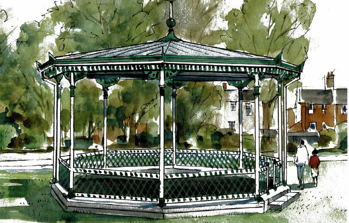 Dorking Community Bandstand - artists impression. Milestone Big Band music in Meadowbank event picture.