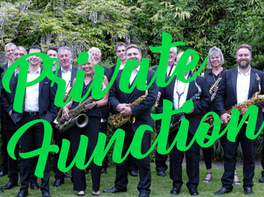 Private Function text with picture of Mioestone Big Band.